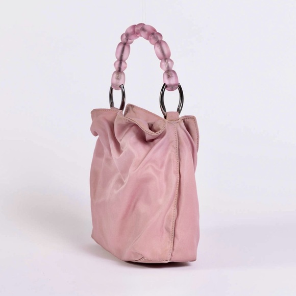 CHRISTIAN DIOR Maris Pearl Hand Bag Nylon Pink preloved - Picture 2 of 10